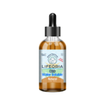 A bottle of LIFEORIA natural cbd oil.