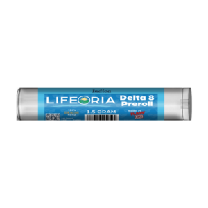 LIFEORIA         Description: A tube of LIFEORIA delta 8 on a black background.