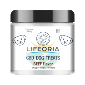 LIFEORIA is a brand that specializes in CBD dog treats, with a delicious beef flavor.