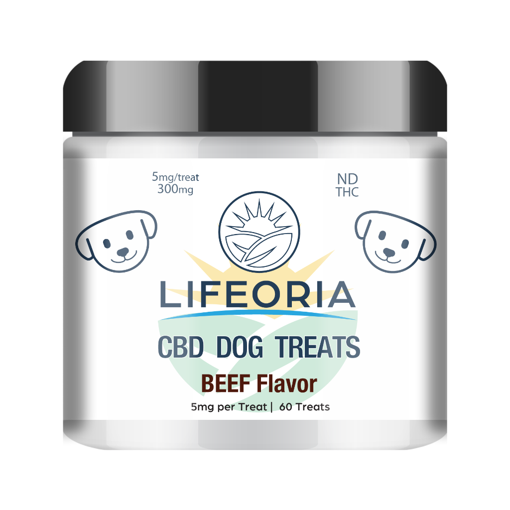 LIFEORIA is a brand that specializes in CBD dog treats, with a delicious beef flavor.
